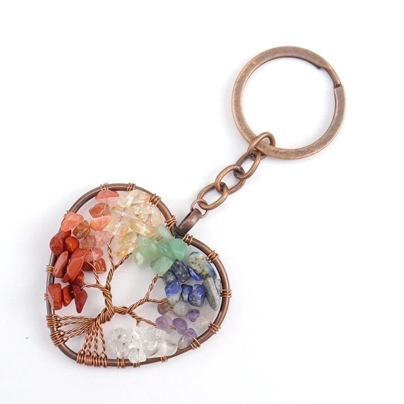 Fashion Tree Natural Stone Copper Beaded Women’s Keychain 1 Piece