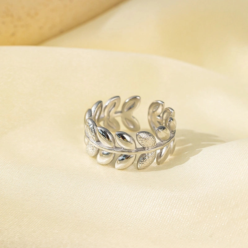 Elegant Streetwear Waves Heart Shape Flower Titanium Steel Irregular Plating Open Rings