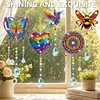 3PCS-6 5D DIY Diamond Painting Wind Chimes Suncatcher Kit Double Sided Diamond Art Kits Suncatcher with Crystal Pendant for Home Wall Window Decor Adults DIY Art Craft