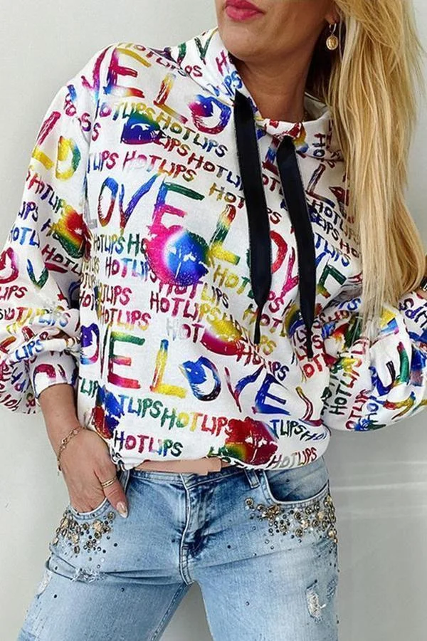 Sporty Hood Long Sleeve Sweatshirt-Allyzone-Allyzone