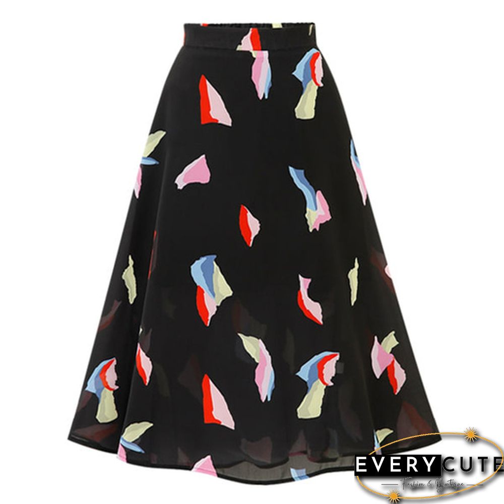 Women's Floral Slim Skirt Elastic Waist Full Skirt