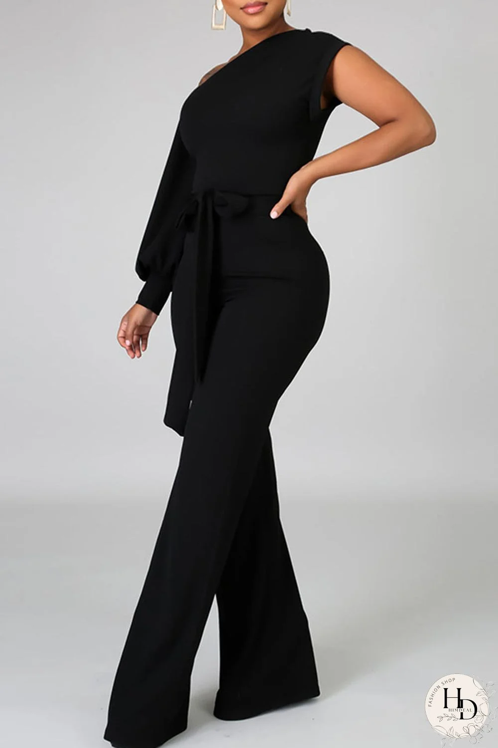 White Fashion Casual Solid Patchwork Asymmetrical Asymmetrical Collar Straight Jumpsuits