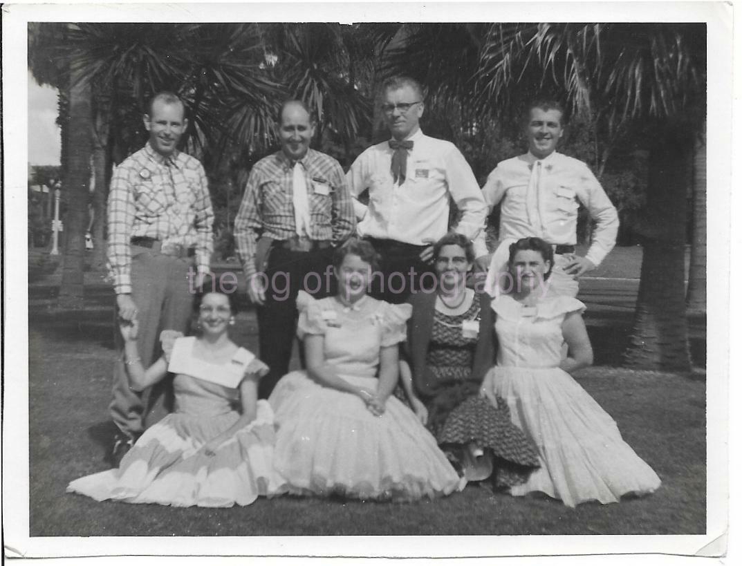 SQUARE DANCERS Found Photo Poster painting bw DANCE SQUAREDANCERS Portrait VINTAGE Couple 99 3 W