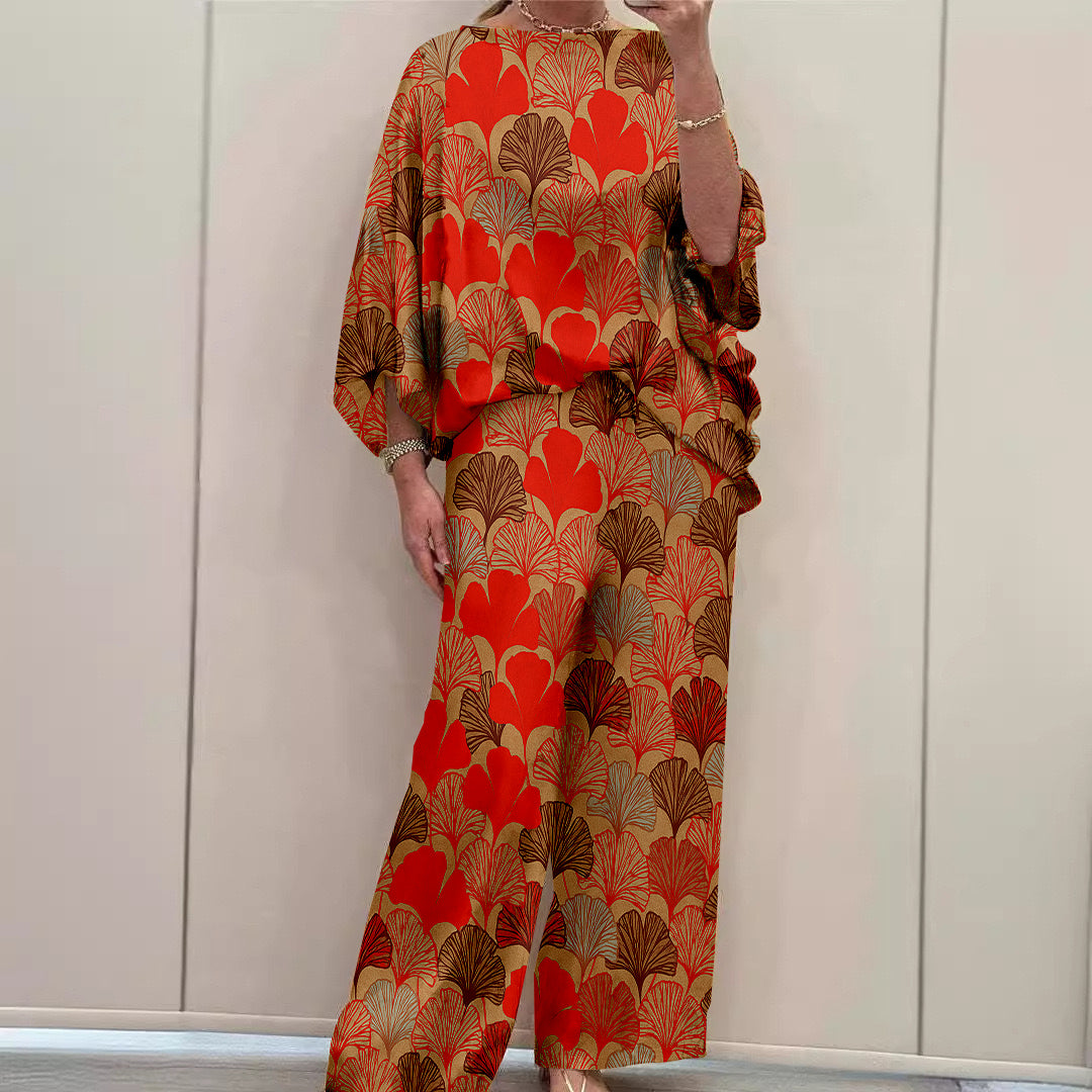 Women Long Sleeve V-neck Graphic Floral Printed Top