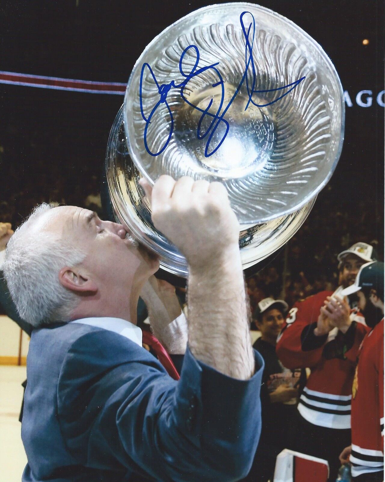 Joel Quenneville Signed 8x10 Photo Poster painting Stanley Cup Chicago Blackhawks Autographed C