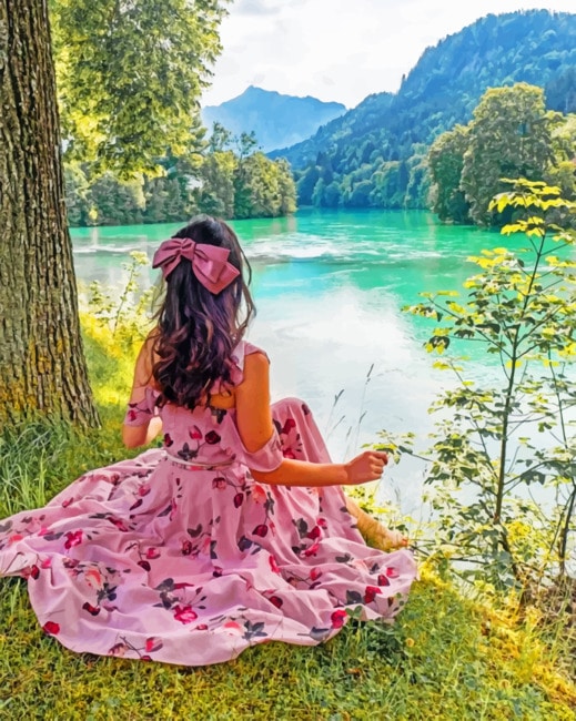 

Lady Contemplating The Lake – Women Paint By Numbers - 40*50CM, 501 Original