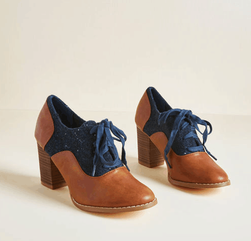 Custom Made Navy and Tan Oxford Heels |FSJ Shoes