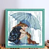 Girl And Dog-14CT Stamped Cross Stitch 29*30cm/11.42*11.81in