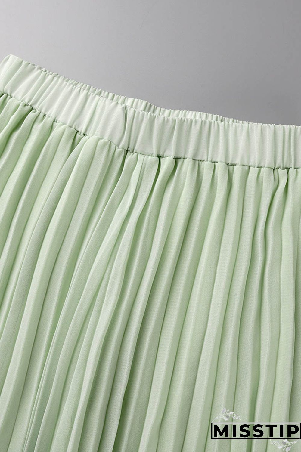 Mint green Casual Solid Bandage Backless Pleated Halter Sleeveless Two Pieces