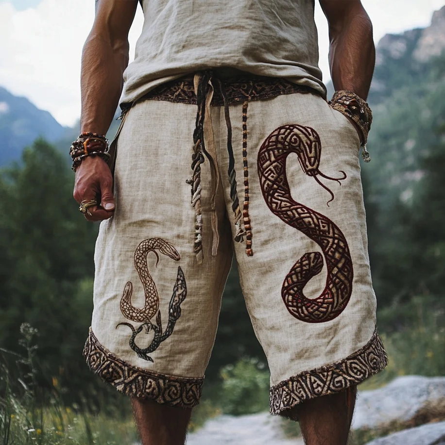 Men's Viking Nordic Knot Jörmungandr Runes Casual Shorts / Rvogue / Rvogue
