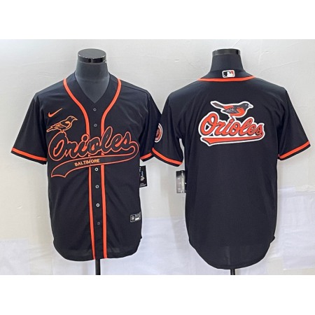 Men's Baltimore Orioles Black Team Big Logo Cool Base Stitched Jersey 75G1