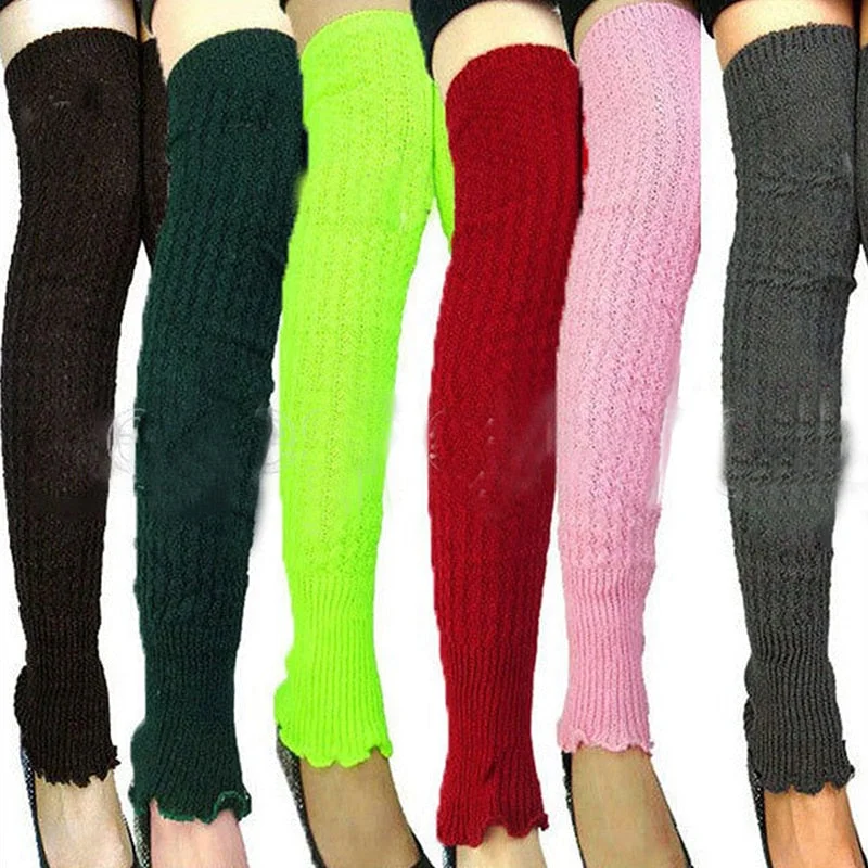 Leg Warmers Women Korean Style All-match Winter Warm Trendy Womens Long Over The Knee Simple Female Knee-stocks Leisure Colorful