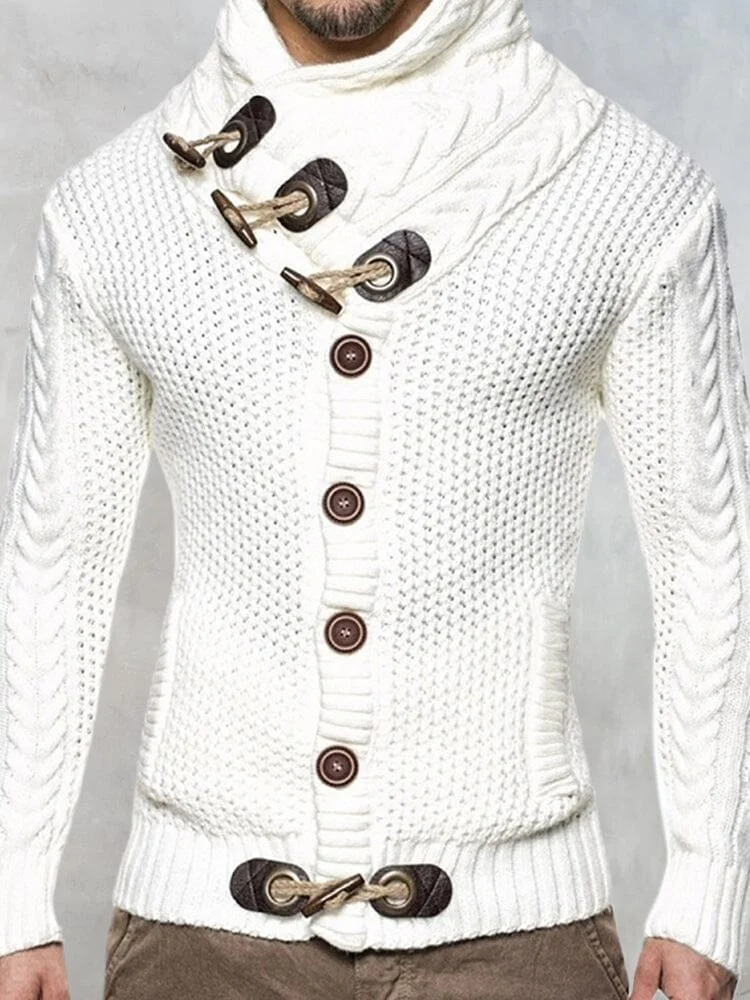 Fashion Knitted High Collar Button Sweater QueenFunky