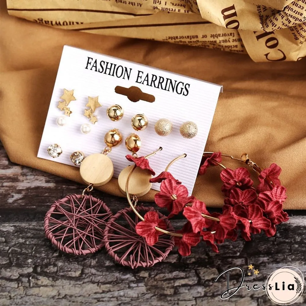 17KM Fashion Pearl Hoop Earrings Set For Women Geometirc Gold Metal Circle Hoop Earrings Brincos Trend Jewelry Gift