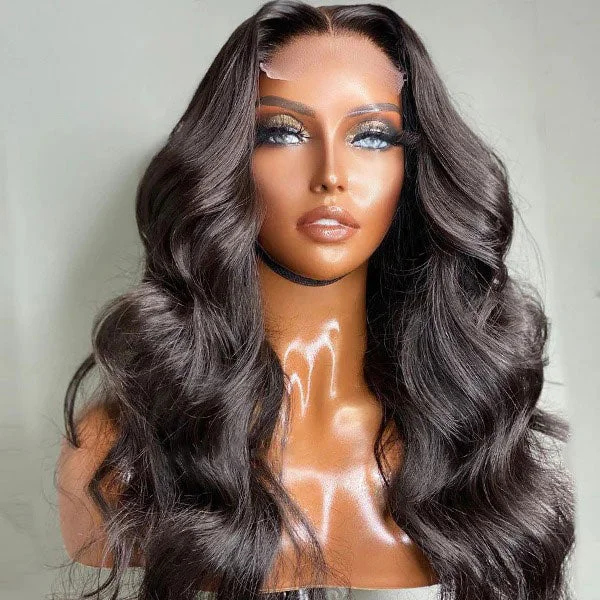 Junoda Hair Body Wave Human Hair Wigs Lace Closure Wig Brazilian Remy Hair For Women 150% Density