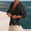 Men's Linen Simple Design Long Sleeve Shirt by Inlyline