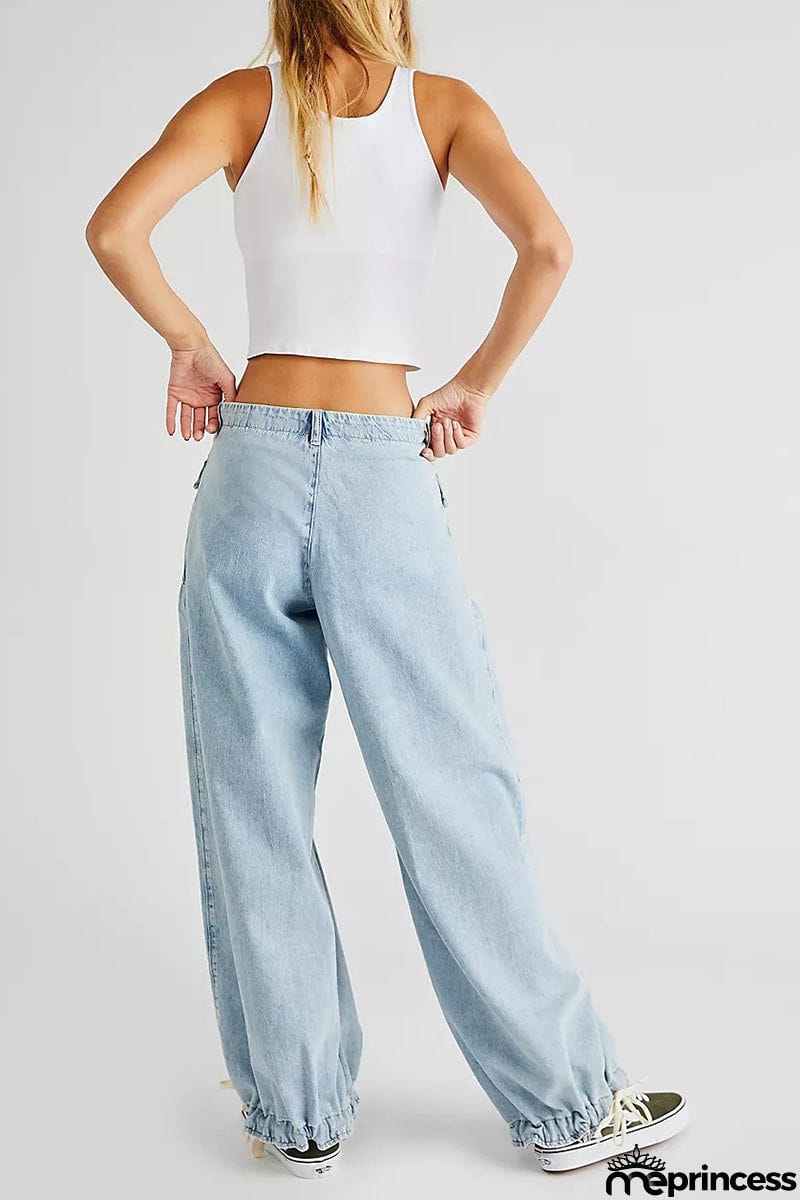 Pockets Drawstring Balloon Jeans