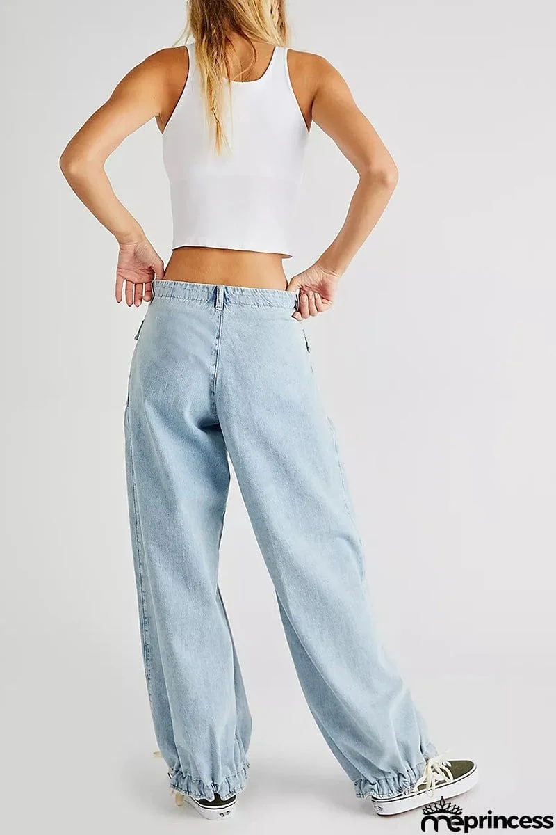 Pockets Drawstring Balloon Jeans