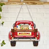 DIY Diamond Painting Truck Decor Wooden Welcome Sign with 12 Interchangeable Holiday Icons, Farmhouse Style Hanging Kit