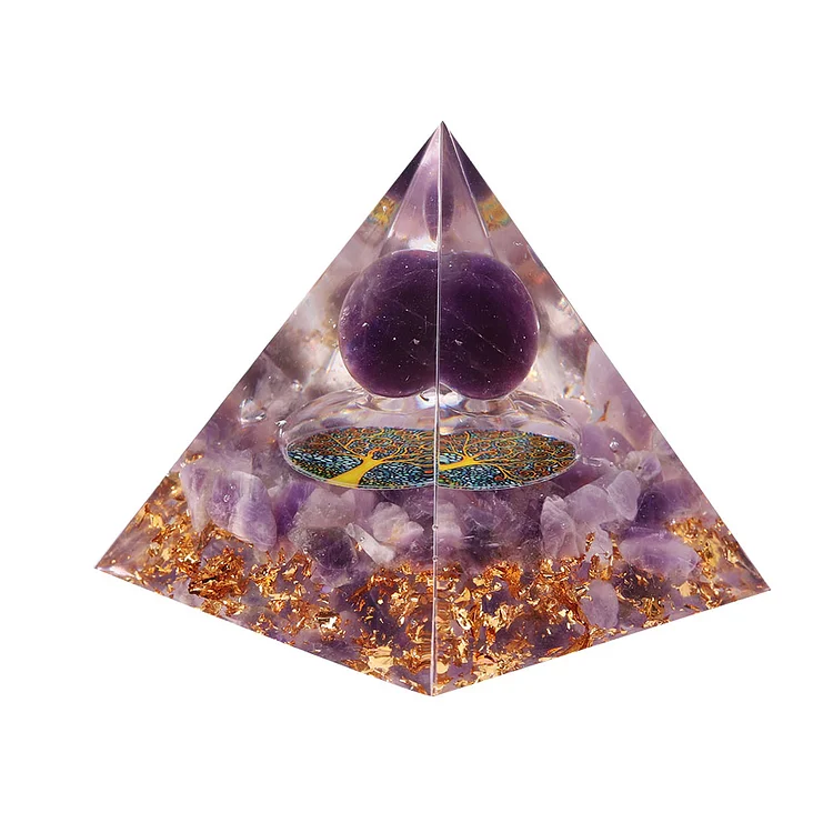 Natural Crystals Orgonite Pyramid Orgone Energy Healing Ornament Decor (G)