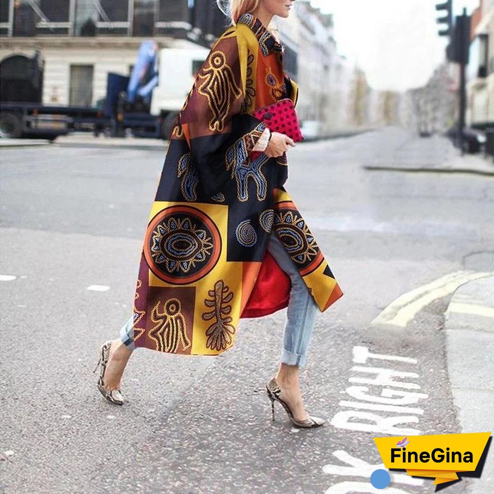 Commute Long Sleeve Multi Pattern Trench Coat