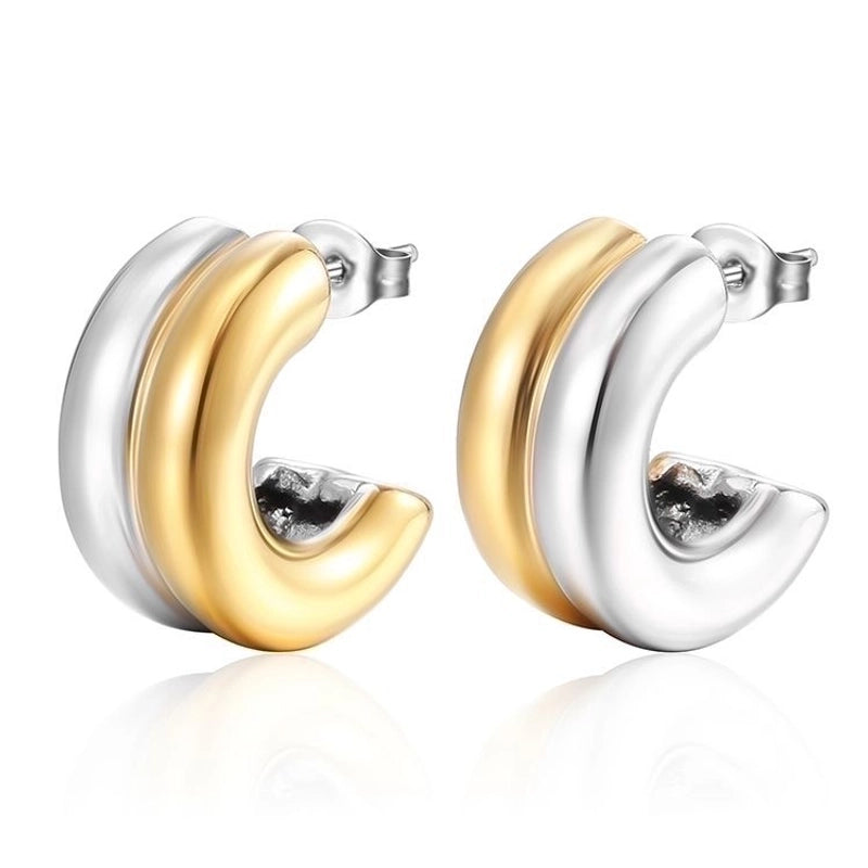 1 Pair Fashion U Shape Plating 304 Stainless Steel 18K Gold Plated Earrings