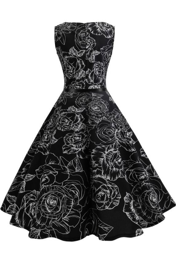 Black Sleeveless Belted Boatneck A-line Dress - Shop Trendy Women's Clothing | LoverChic