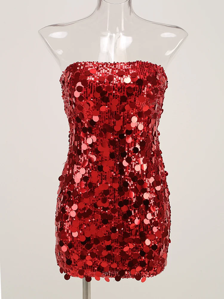 Brownm High-End Women's New Sexy Smear Squin Dress High-End Temperament Ass Dress Evening Dress Women