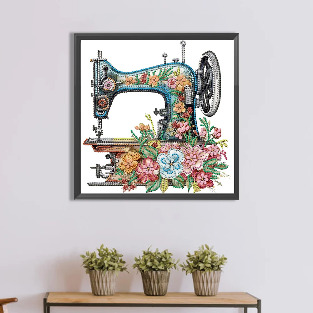 Diamond Painting - Partial Special Shaped Drill - Sewing Machine(Canvas|30*30cm)
