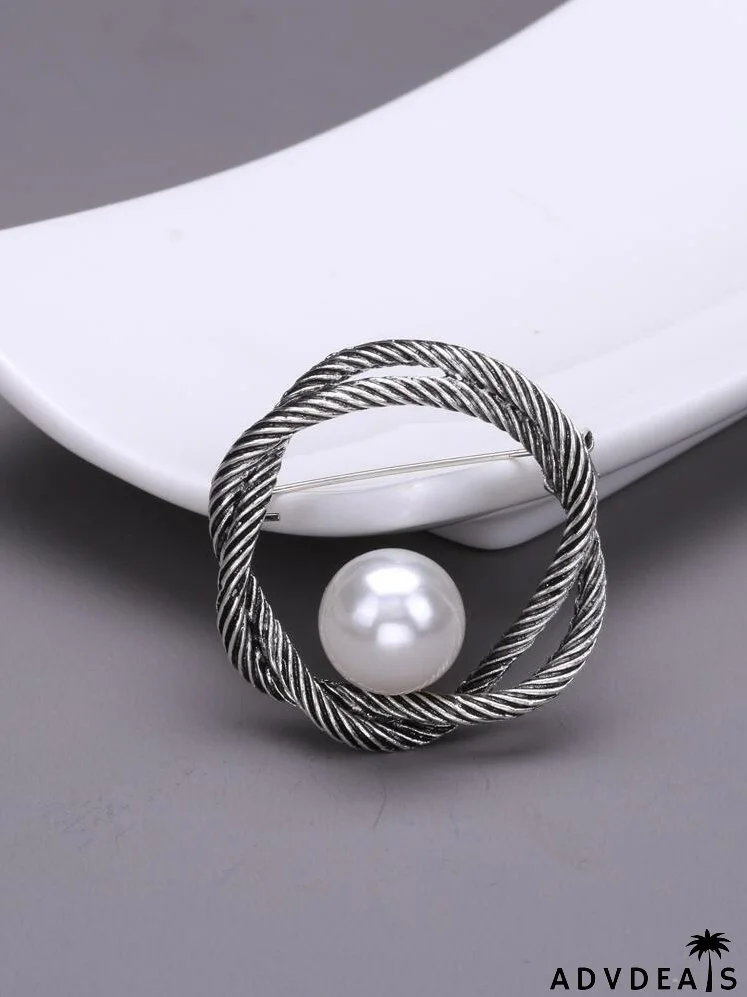 Faux Pearl Decor Brooch