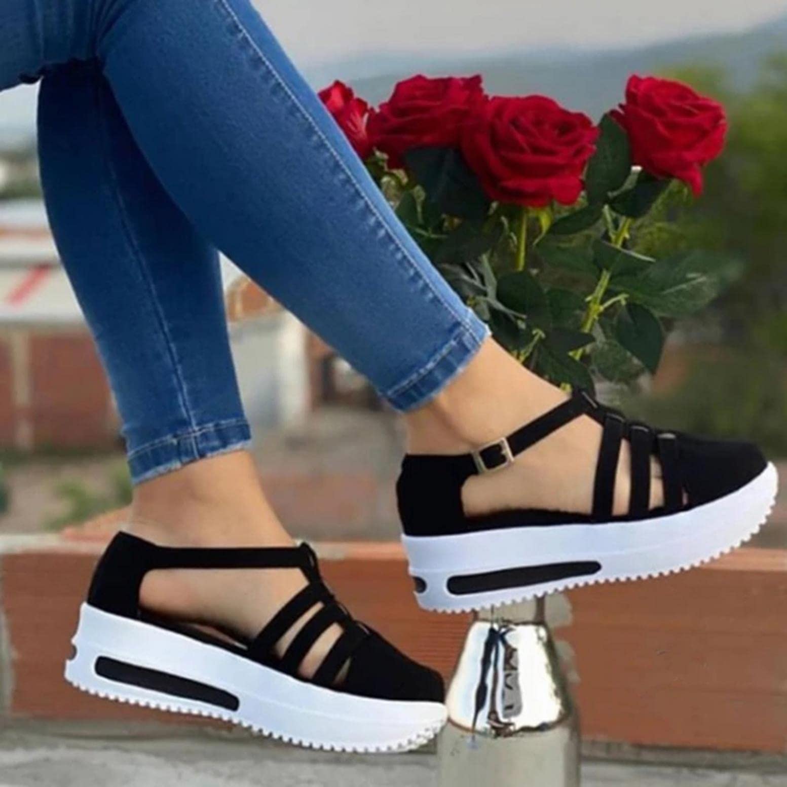 Sparksphare Women Sandals Casual Thick Bottom Comfortable Mid Heels Sandals 