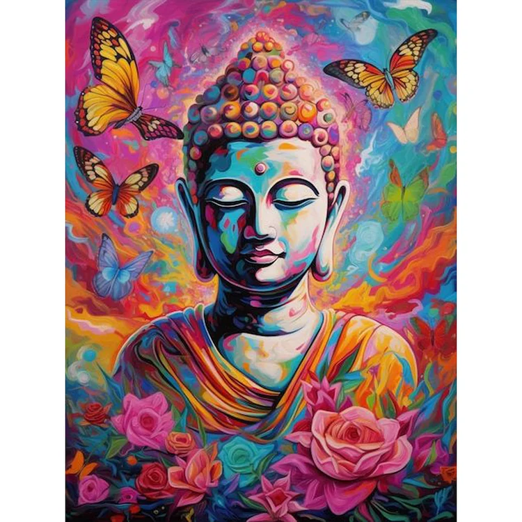 Watercolor Buddha Statue 30*40CM (Canvas) Full Round Drill Diamond Painting gbfke