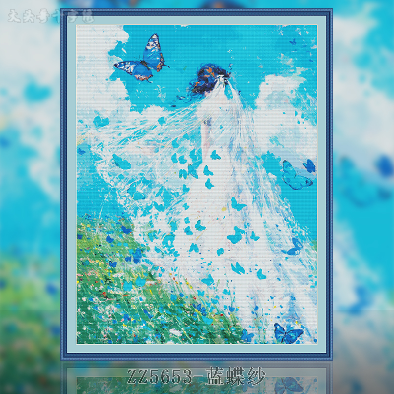 [Metallic Thread][ZZ5653-Blue Butterfly Yarn]  Painting Fairy Cross Stitch