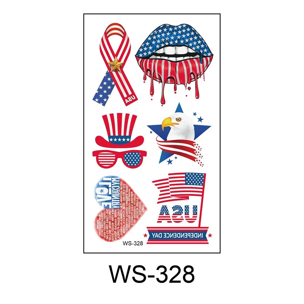 20 Kinds American Flag Tattoos Independence Day Temporary Body Sticker Disposable Waterproof tatouage temporaire