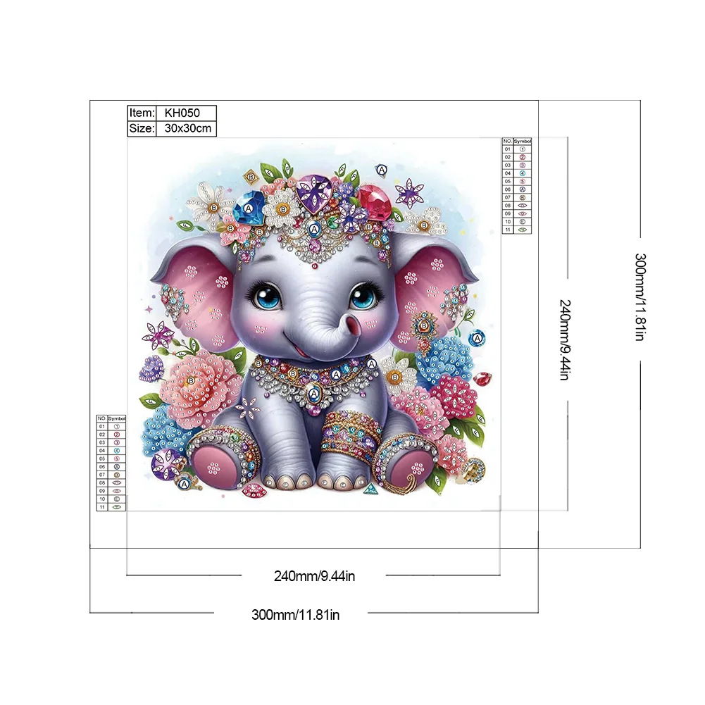 Diamond Painting - Partial Special Shaped Drill - Jewelry Elephant(Canvas|30*30cm)