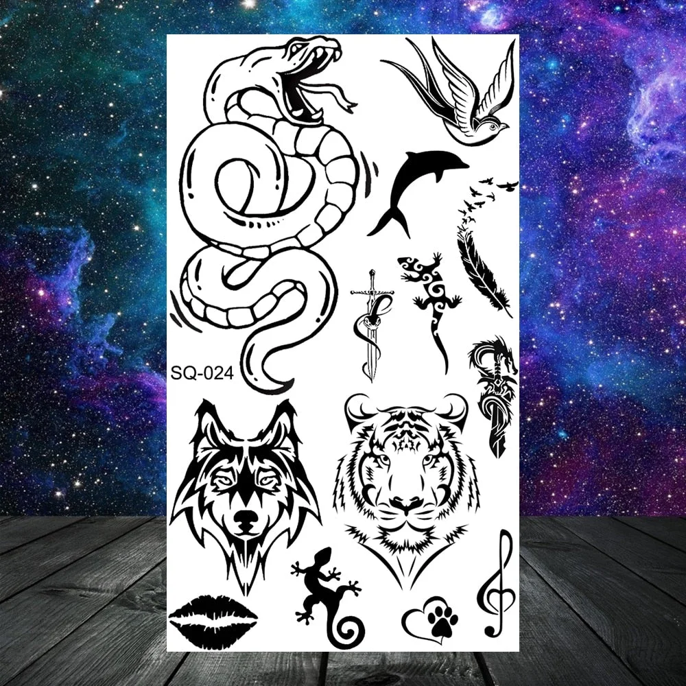 Astronaut Stars Moon Sun Temporary Tattoos For Women Kids Girl Butterfly Feather Letters Fake Tattoo Neck Arm Hands Small Tatoos