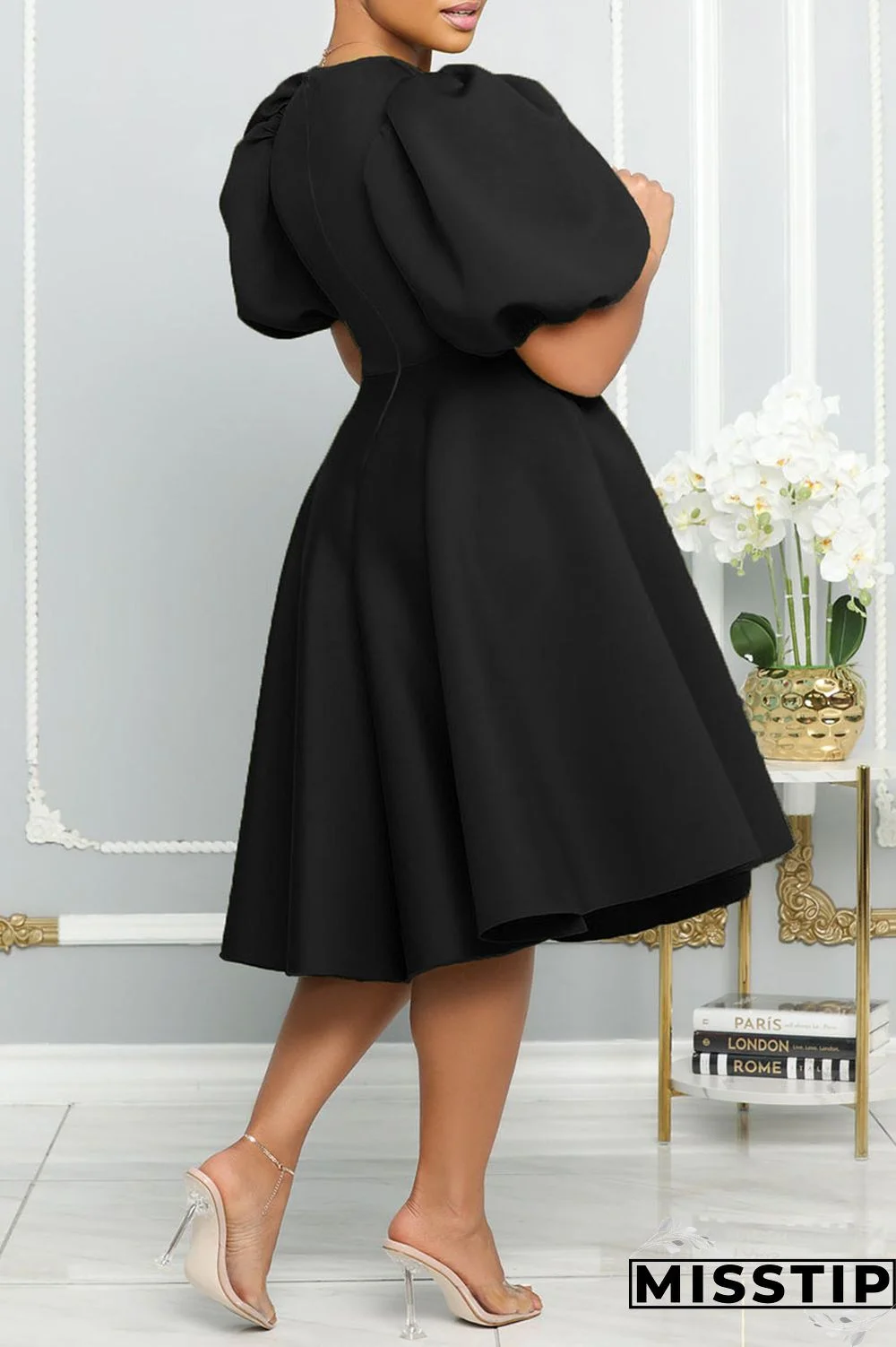 Blue Casual Solid Patchwork O Neck A Line Dresses