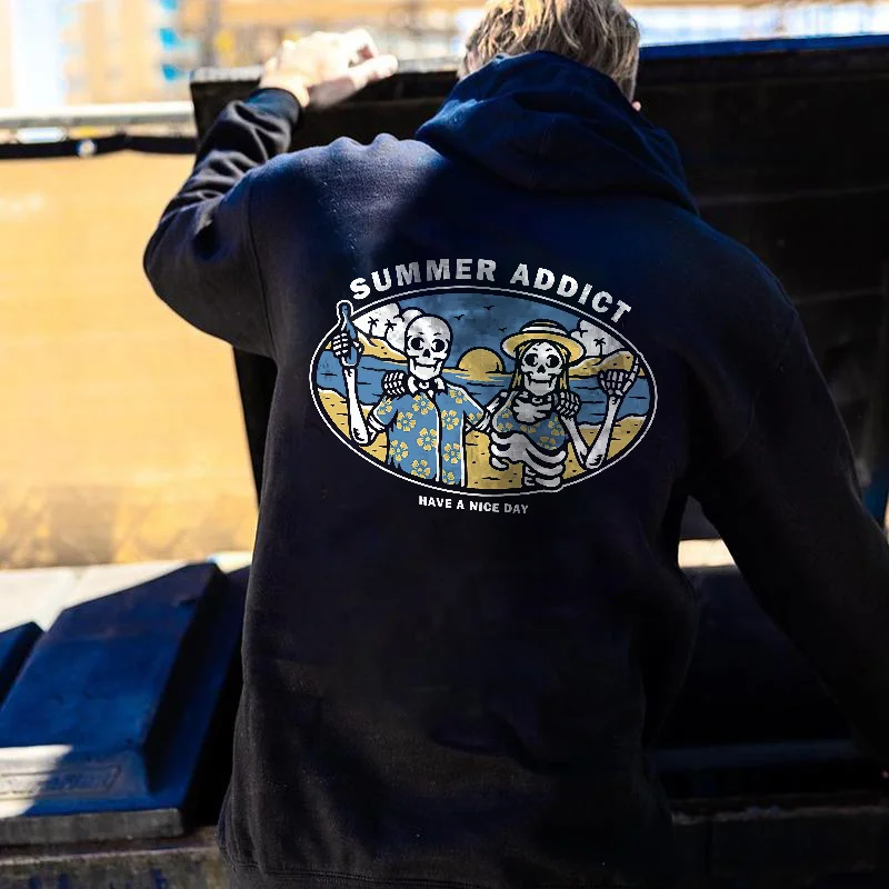 Men's Casual Summer Addict Have A Nice Day Printed Hoodie - Krazyskull