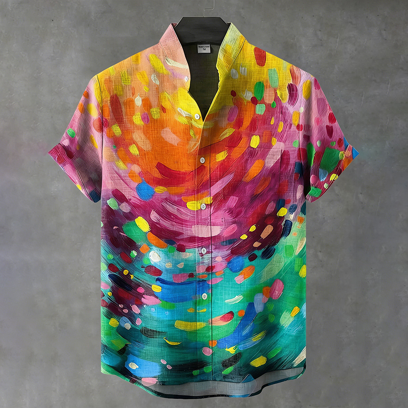 Men's Vintage Geometric Pattern Casual Shirt  artssus