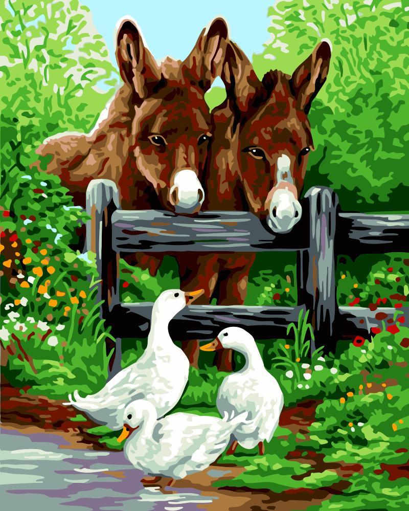 

Fence Horse And Goose – Paint By Numbers - 40*50CM, 501 Original