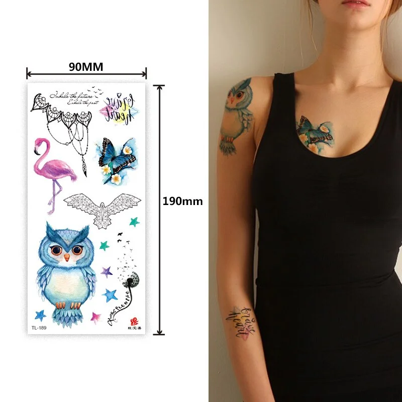 Animal and plant totem flower butterfly bird fox body arm waterproof men and women healthy natural temporary tattoo stickers