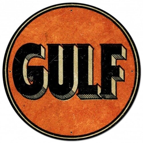 Gulf- enseignes en étain de forme ronde/enseignes en bois - 30 * 30cm
