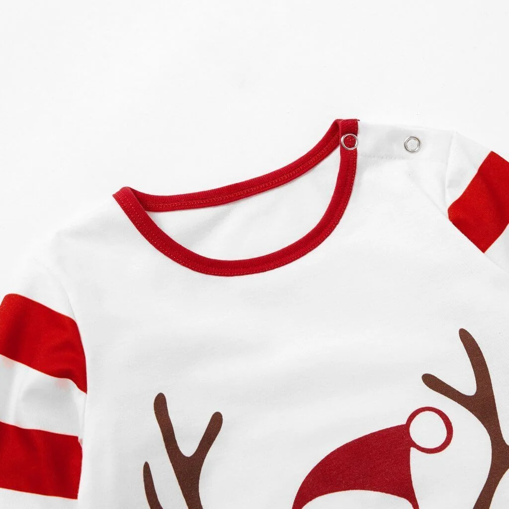 Family Matching Merry Christmas Print Striped Pajamas Sets