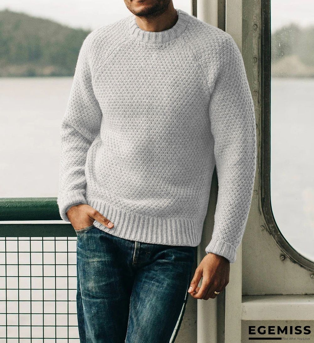 Casual Color Round Neck Sweater Male | EGEMISS