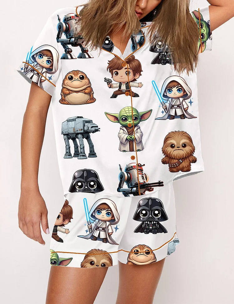 Women's Space Wars Funny Star Wars Print Pajama Set