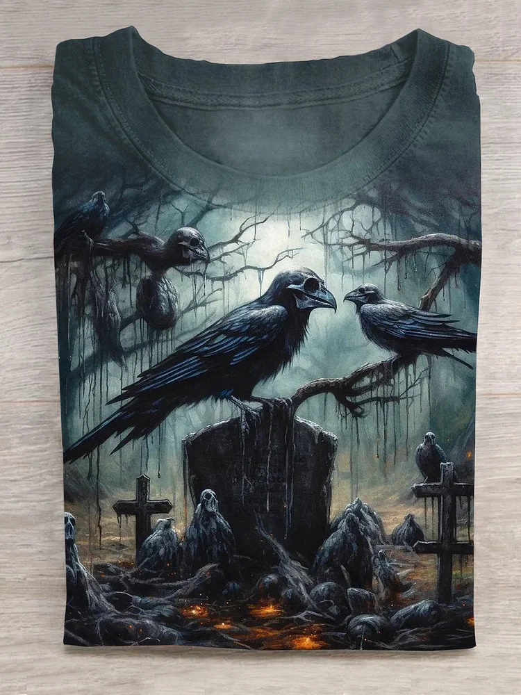 Unisex Gothic Crow Halloween T-shirt