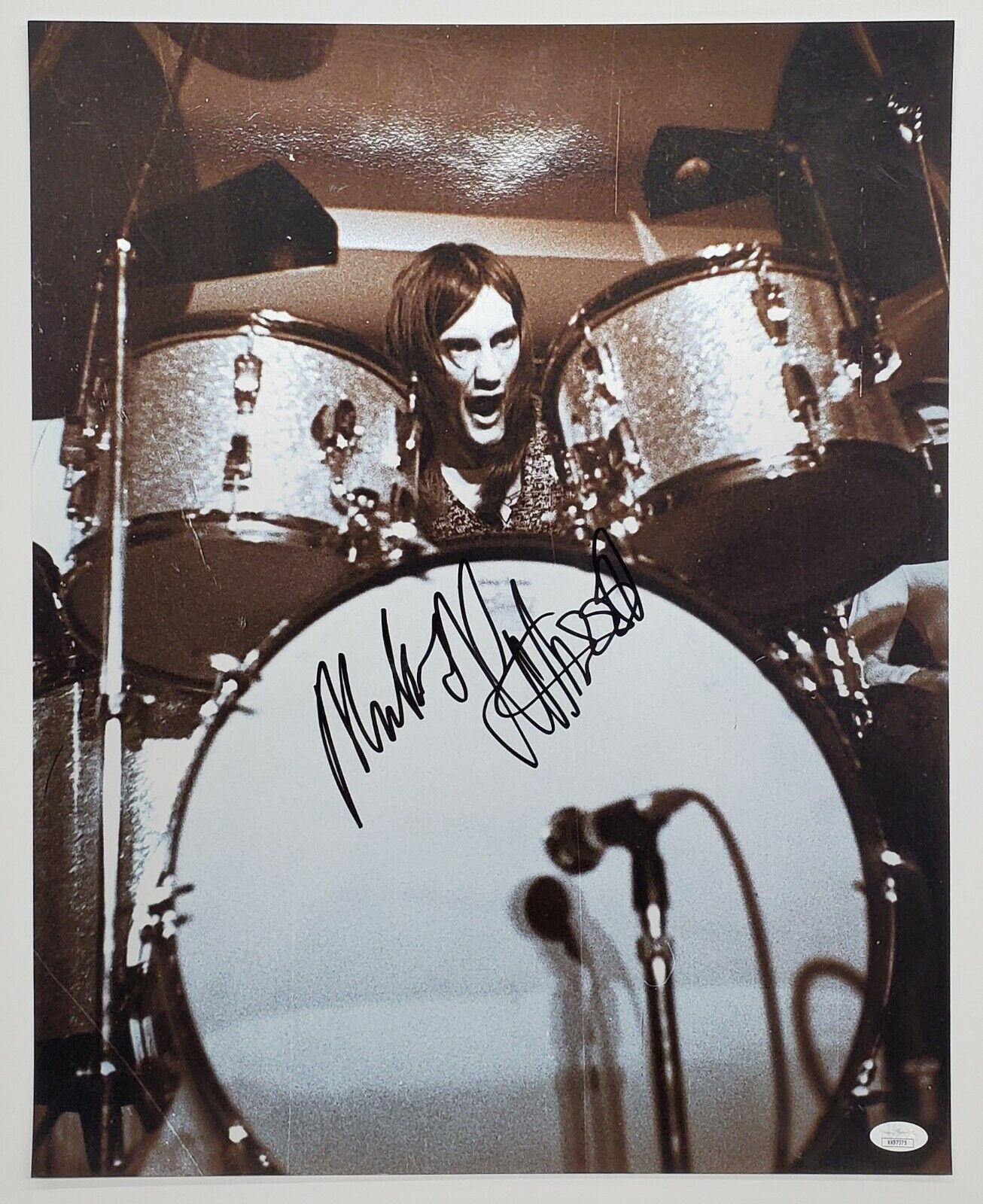 Mick Fleetwood Signed 16x20 Metallic Photo Poster painting Fleetwood Mac Drumming LEGEND JSA