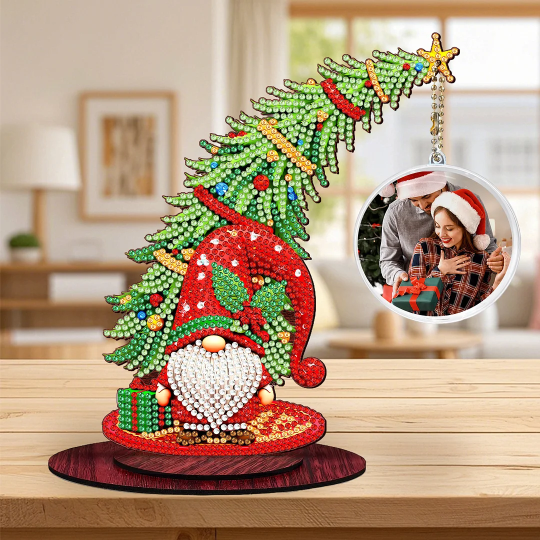 Photo Christmas Tree 5D DIY Diamond Art Tabletop Wood Decorations Ornament Kits