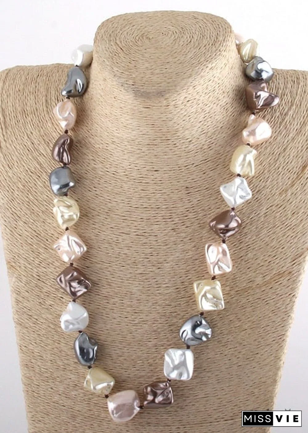 Boho Necklace, RH Big Pearl Shell White Pink Necklaces