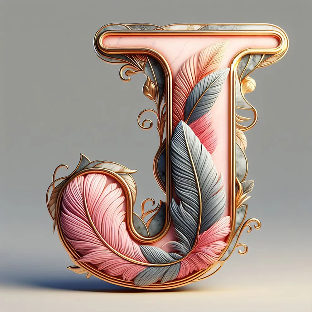 Diamond Painting - Full Round Drill - Feather Alphabet(Canvas|30*30cm)